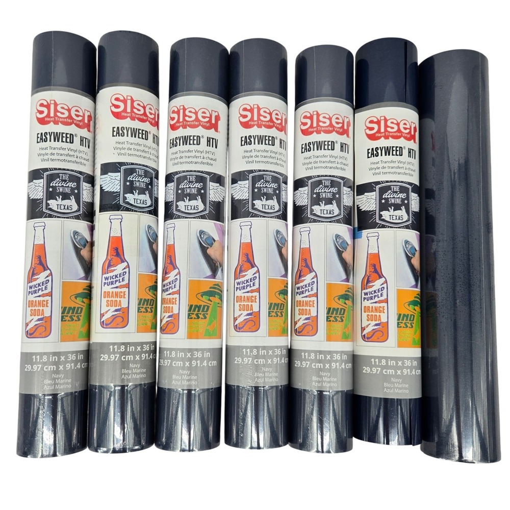 Siser New NAVY 6-11.8x36in & 1-11.8x5 yard Bundle Heat Transfer Vinyl HTV